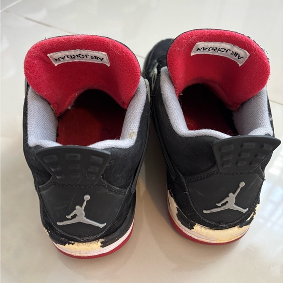 Nike Air Jordan Retro 4 Bred Men’s Size 7.5 Fire Red Cement - Picture 3 of 11